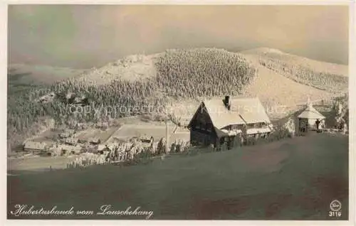 AK / Ansichtskarte Hubertusbaude 630m Waltersdorf Schlesien Walbrzych PL Panorama vom Lauschehang