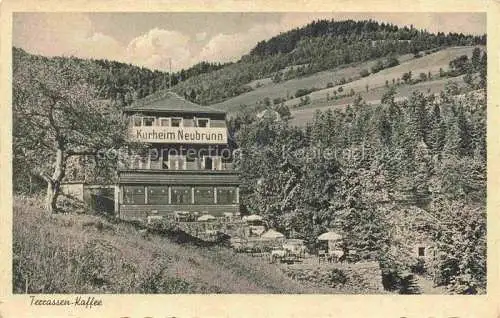 AK / Ansichtskarte Neubrunn Szczawina Glatz Niederschlesien PL Kurheim Neubrunn Terrassen Kaffee