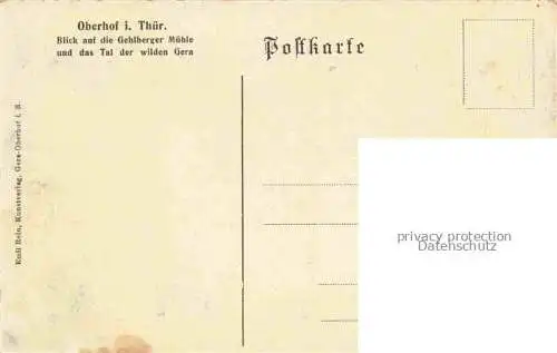 AK / Ansichtskarte Oberhof  Thueringen Gehlberger Muehle Tal der wilden Gera