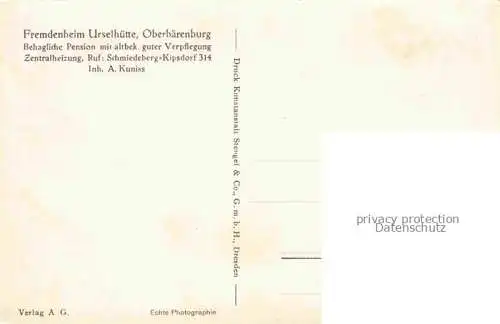 AK / Ansichtskarte Oberbaerenburg Baerenburg Fremdenheim Urselhuette