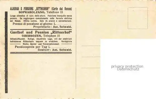 AK / Ansichtskarte Oberbozen Ritten Suedtirol IT Pension Restaurant Rittnerhof