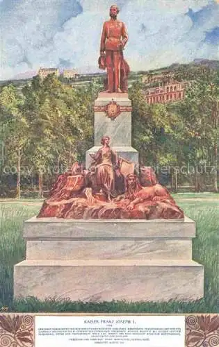 AK / Ansichtskarte KARLOVY VARY Karlsbad CZ Kaiser Franz Joseph I. Denkmal Statue Cafépark Schoenbrunn Kuenstlerkarte