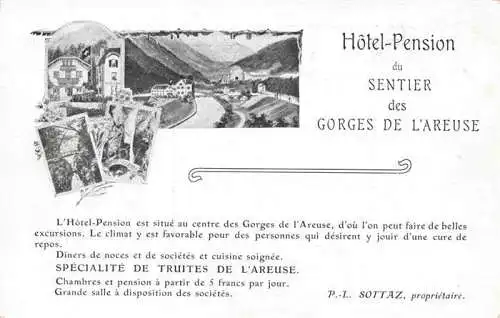 AK / Ansichtskarte Gorges de l Areuse Boudry NE Hôtel Pension du Sentier des Gorges de l'Areuse Facture