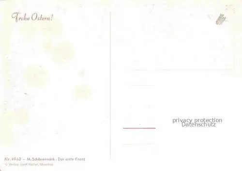 AK / Ansichtskarte SCHoeNERMARK M. Kuenstlerkarte Nr. 4960 Der erste Kranz Ostern Kinder