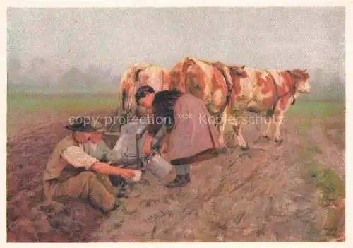 AK / Ansichtskarte BACHMANN Hans (1852-1917) Kuenstlerkarte Rast auf dem Felde 