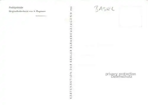 AK / Ansichtskarte HAGMANN A. Kuenstlerkarte Basel Predigerkirche 