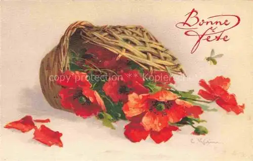 AK / Ansichtskarte Klein Catharina Kuenstlerlitho Rote Mohnblumen 