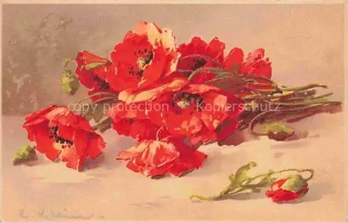 AK / Ansichtskarte Klein Catharina Kuenstlerlitho Rote Mohnblumen 