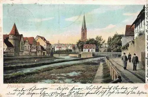 AK / Ansichtskarte PFORZHEIM BW Teilansicht Ansicht von der Insel aus Blick zur Kirche