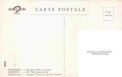 AK / Ansichtskarte Salonique Salonica Salonicco Greece Ancienne Tekké Rue Ignatia Kuenstlerkarte