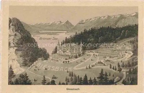 AK / Ansichtskarte Giessbach Brienzersee BE Panorama aus der Vogelperspektive Brienzer See Interlaken Alpen Litho
