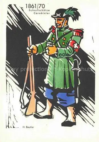 AK / Ansichtskarte BEUTLER H. Kuenstlerkarte Schweiz 1861/70 Scharfschuetze Carabinier Schweiz Roter Kreuz
