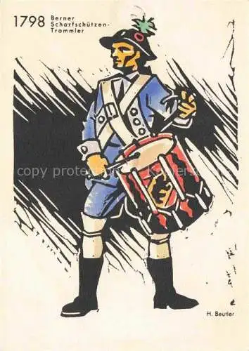AK / Ansichtskarte BEUTLER H. Kuenstlerkarte Schweiz 1798 Berner Scharfschuetze Trommler Schweiz Rote Kreuz 