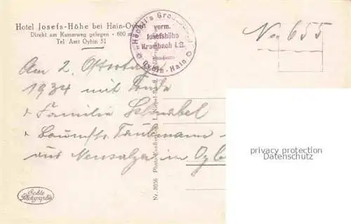 AK / Ansichtskarte Oybin Sachsen Hotel Josefs Hoehe bei Hain Oybin