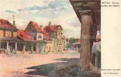 AK / Ansichtskarte MITAU Jelgava Latvia Krambuden am Markt Aquarell