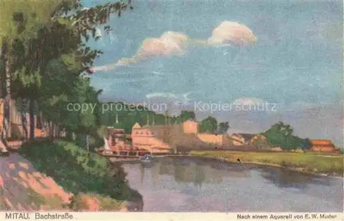 AK / Ansichtskarte MITAU Jelgava Latvia Bachstrasse Aquarell