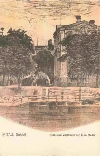 AK / Ansichtskarte MITAU Jelgava Latvia Schloss Zeichnung