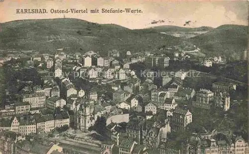 AK / Ansichtskarte Karlsbad Eger KARLOVY VARY CZ Ostend Viertel mit Stefanie Warte