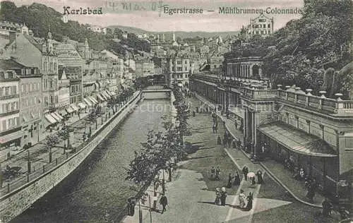 AK / Ansichtskarte Karlsbad Eger KARLOVY VARY CZ Egerstrasse Muehlbrunnen Colonnade
