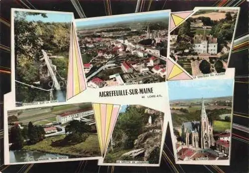 AK / Ansichtskarte Aigrefeuille-sur-Maine Vue aerienne Chateau du Plessis La Grotte du Lourdes L'Eglise Maison Mon Repos