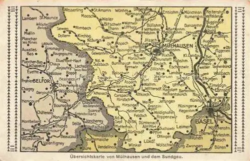 AK / Ansichtskarte MULHOUSE Muehlhausen 68 Alsace uebersichtskarte mit dem Sundgau Feldpost
