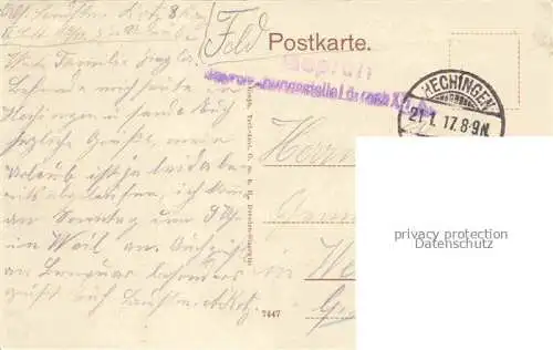 AK / Ansichtskarte Hechingen Motiv aus dem Villenviertel mit Hohenzollern-Burg Feldpost Pruefstempel