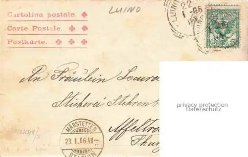 AK / Ansichtskarte Luino Lago Maggiore IT Teilansichten in Schriftzug