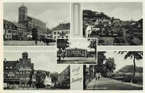 AK / Ansichtskarte Homburg  Saarpfalz Pfalz Saarland Befreiungsplatz Josef-Buerckel-Platz Bahnhof Gesamtansicht Zweibrueckerstrasse