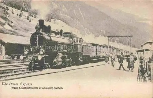AK / Ansichtskarte SALZBURG  AT The Orient Express Paris-Constantinople in Salzburg-Station Dampflokomotive