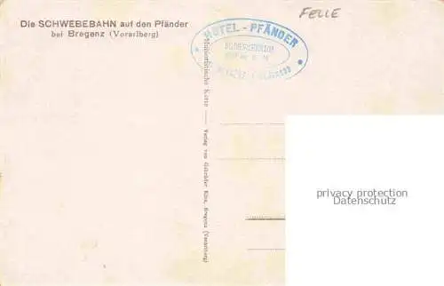 AK / Ansichtskarte BREGENZ Vorarlberg Bodensee Schwebebahn auf den Pfaender einst und jetzt Felle Kuenstlerkarte