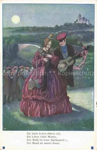 AK / Ansichtskarte Welzl T Kuenstlerkarte Paar Gitarre 