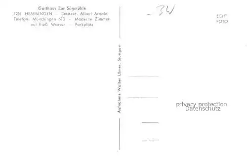 AK / Ansichtskarte Hemmingen Wuerttemberg Ludwigsburg BW Gasthaus Zur Saegemuehle