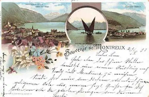 AK / Ansichtskarte MONTREUX  VD et la Dent du Midi Clarens Vernex Voiles du Leman