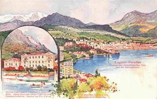 AK / Ansichtskarte Paradiso Lago di Lugano TI Pension Villa Carmen Centrum der oberitalienischen Seen und der Gotthardroute