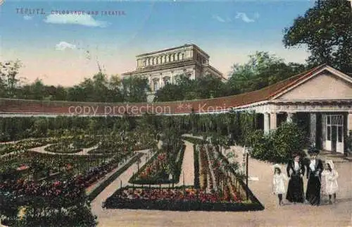 AK / Ansichtskarte Teplitz -Schoenau TEPLICE CZ Colonnade und Theater