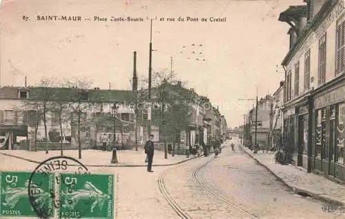 AK / Ansichtskarte Saint-Maur Creteil 94 Val-de-Marne Place Croix Souris et rue du Pont de Creteil