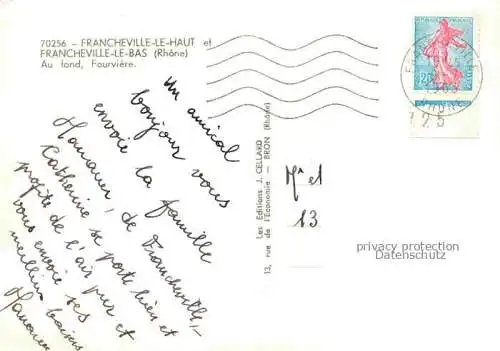 AK / Ansichtskarte Francheville-le-Haut Lyon 69 Rhone et Francheville-le-Bas au fond Fourvière vue aérienne