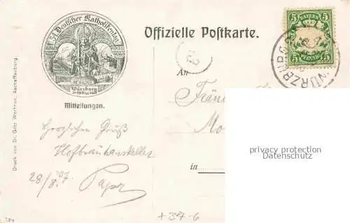 AK / Ansichtskarte WueRZBURG Bayern 54. Generalversammlung der Katholiken Deutschlands Kuenstlerkarte