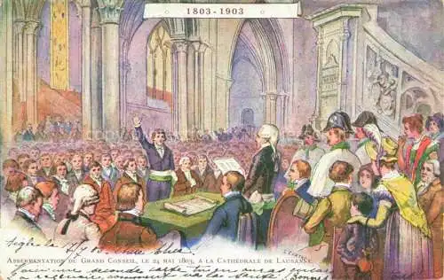 AK / Ansichtskarte LAUSANNE VD Assermentation du Grand Conseil 24 Mai 1803 à la Cathédrale Peinture Kuenstlerkarte