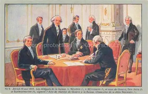 AK / Ansichtskarte ZueRICH  ZH Centenaire de la Réunion de Genève à la Suisse Carte Postale Officielle Kuenstlerkarte
