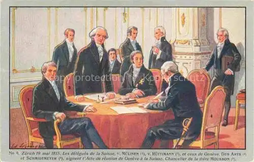 AK / Ansichtskarte ZueRICH  ZH Centenaire de la Réunion de Genève à la Suisse Carte Postale Officielle Kuenstlerkarte