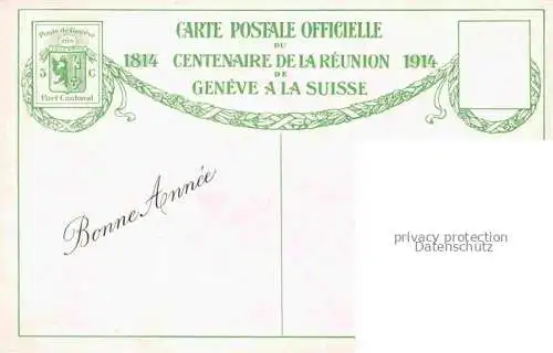 AK / Ansichtskarte GENEVE Genf GE 1er Juin 1814 Centenaire de la Réunion de Genève à la Suisse Carte Postale Officielle No. 4 Kuenstlerkarte