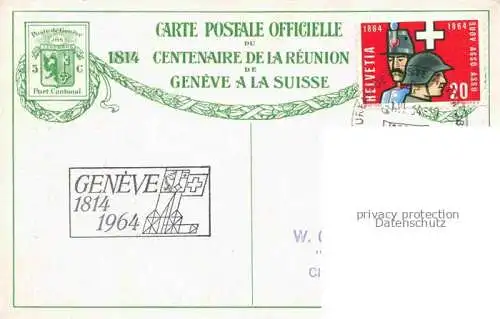AK / Ansichtskarte GENEVE Genf GE 1er Juin 1814 Centenaire de la Réunion de Genève à la Suisse Carte Postale Officielle No. 1 Kuenstlerkarte