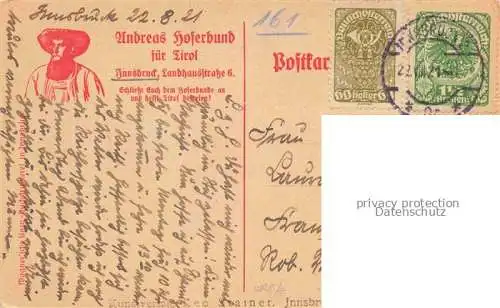 AK / Ansichtskarte INNSBRUCK Tirol AT Andreas Hoferbund fuer Tirol Poesie Th. Walch Kuenstlerkarte