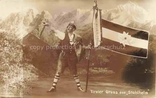 AK / Ansichtskarte INNSBRUCK Tirol AT Tiroler Gruss dem Stahlhelm Fahne Alpen