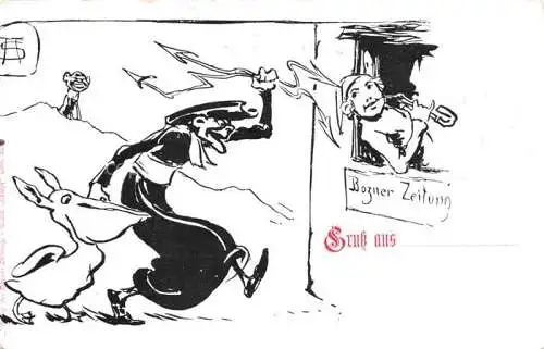 AK / Ansichtskarte BOLZANO Bozen Suedtirol IT Bozner Zeitung Kuenstlerkarte