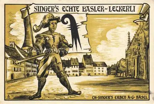 AK / Ansichtskarte BASEL BS Singer's echte Basler Leckerli Werbung Kuenstlerkarte