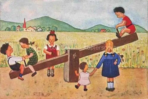 AK / Ansichtskarte BERN BE Maedchensekundarschule Laubeck Kinderspiele Gygampfi Zeichnung aus 9. Schuljahr Kuenstlerkarte