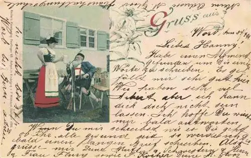 AK / Ansichtskarte Gruss aus 1899 Gewehr Tracht 