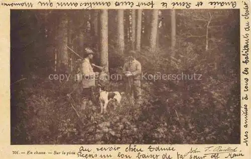 AK / Ansichtskarte Jagd Chasse Hunting En chasse Sur la piste Hund